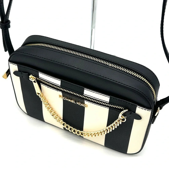 Michael Kors Large EW Zip Chain Xbody Crossbody Bag & TZ Coinpouch w/ID Black - Picture 6 of 15